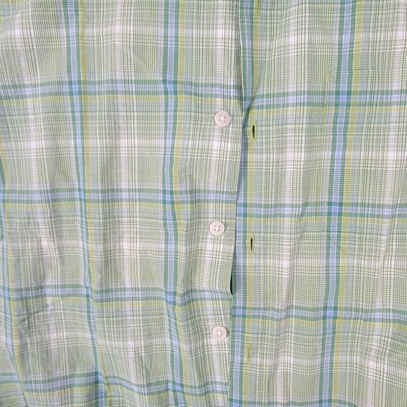 Columbia PFG Mens Med Green Tartan Omni Shade Short Sleeve Button Shirt - Picture 5 of 9